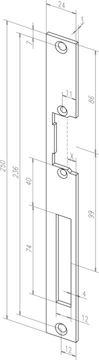Actual product image Assa Abloy Flat striking plate 338 galvanised steel angled width 24 x length 250 mm DIN left / right (Door handle)