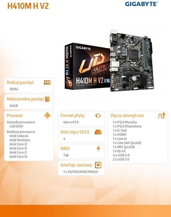 Produktbild Gigabyte H410M H V2 (LGA 1200, Intel H410, mATX)