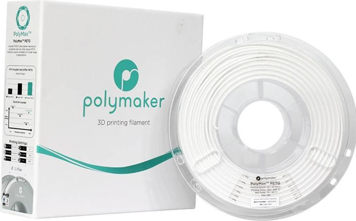 Actual product image Polymaker PB02004 PolyMAX Tough Filament PETG high rigidity, heat resistant (PETG, 2.85 mm, 750 g, White)