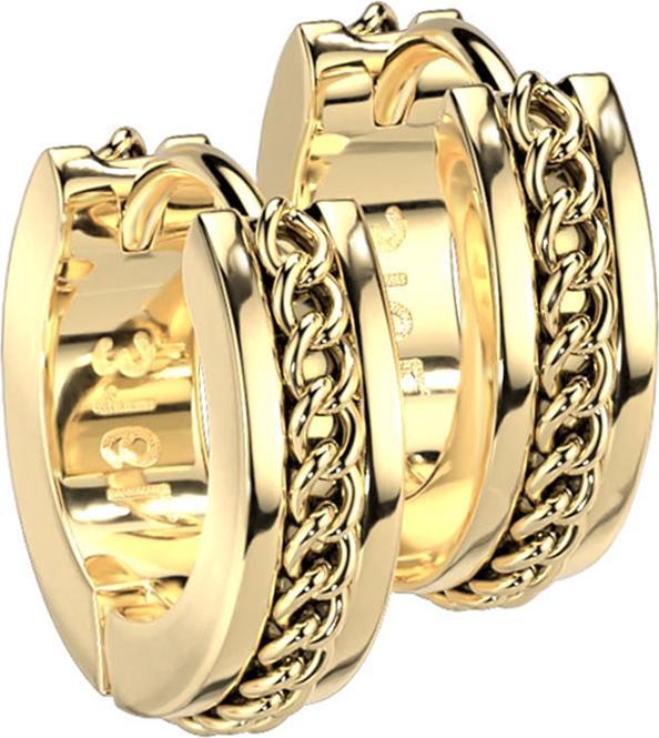 Star Piercing Ohrring zum Klappen vergoldet mittig mit Kette (ohne Messing, Chirurgenstahl 316L)