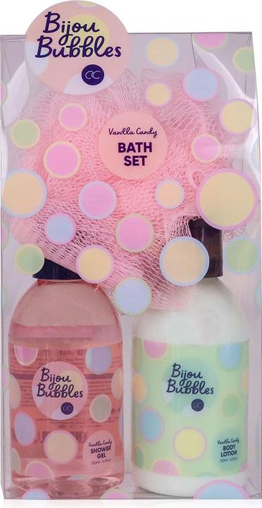 Produktbild Accentra Badeset BIJOU BUBBLES in Geschenkbox, inkl. 150ml Duschgel, 150ml Bodylotion, 15g Netzschwamm, Duft: (Körperpflegeset, Haarpflege set)