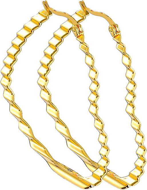 Star Piercing Ohrring vergoldet Wellenmuster Herz (ohne Messing, Chirurgenstahl 316L)