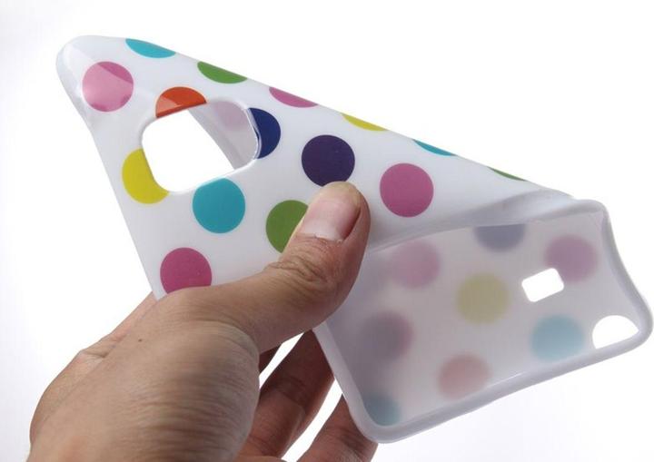 Produktbild König Design Schutzhülle für Handy Samsung Galaxy Note 4 SM N910F Weiss / Bunt gepunktet (Samsung Galaxy Note 4)