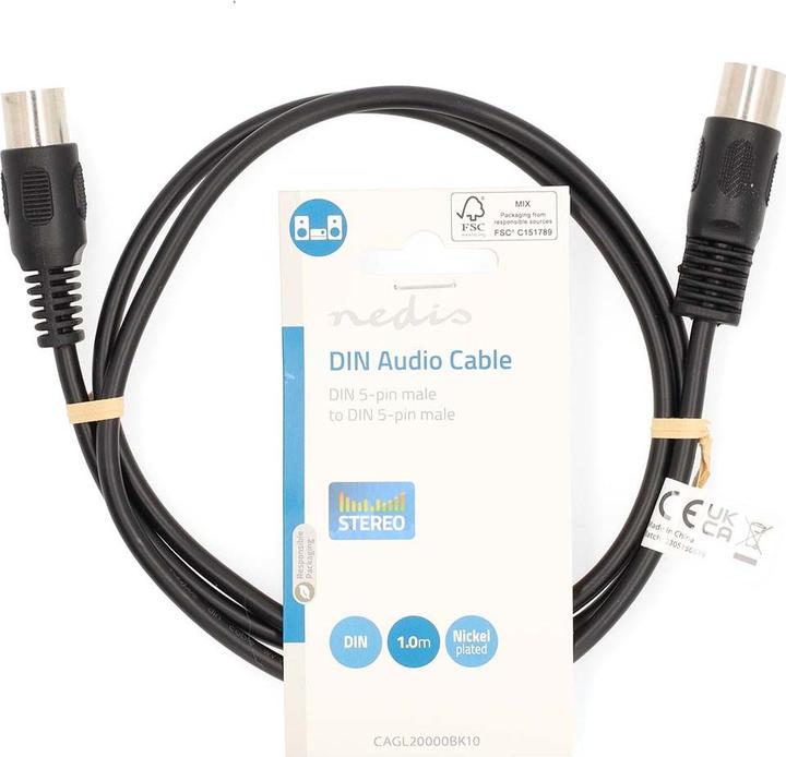 Produktbild Nedis DIN-Audio-Kabel | DIN 5-Pin Stecker | DIN 5-Pin Stecker | Vernickelt | 1.00 m | Rund | PVC | S (1 m)