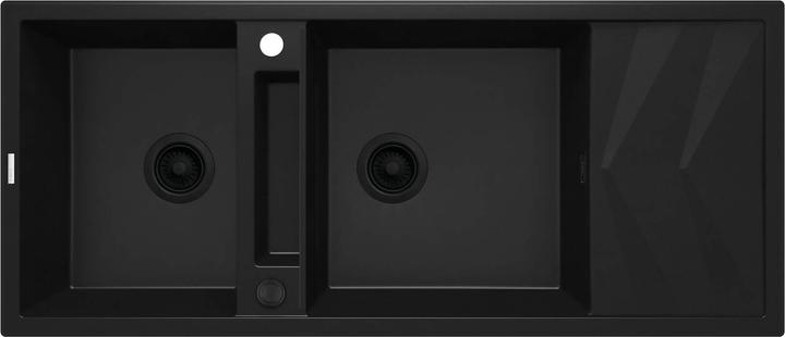 Actual product image No Name Magnetic granite washbasin with 2 bowls and drainer (Fitted sink, 8.89 cm)