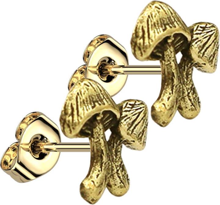 Image du produit Star Piercing Ohrstecker vergoldet zwei Pilze (Laiton)