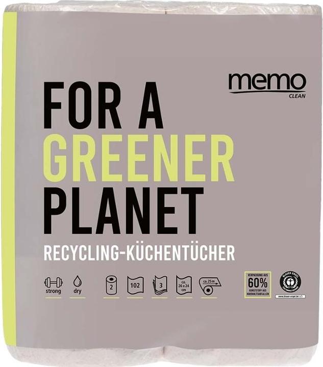 Produktbild Memo Paris Küchenrolle Recycling Strong & Dry H2171 3lg. 102Bl. 2Rl. (2 x)