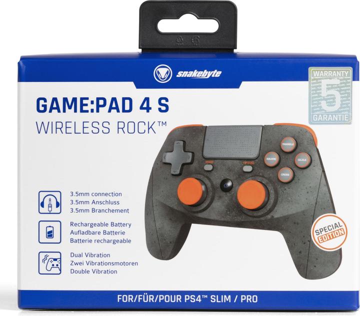 Actual product image Snakebyte Pad 4 S Wireless PS4 Controller - gray orange (PC, PS4)