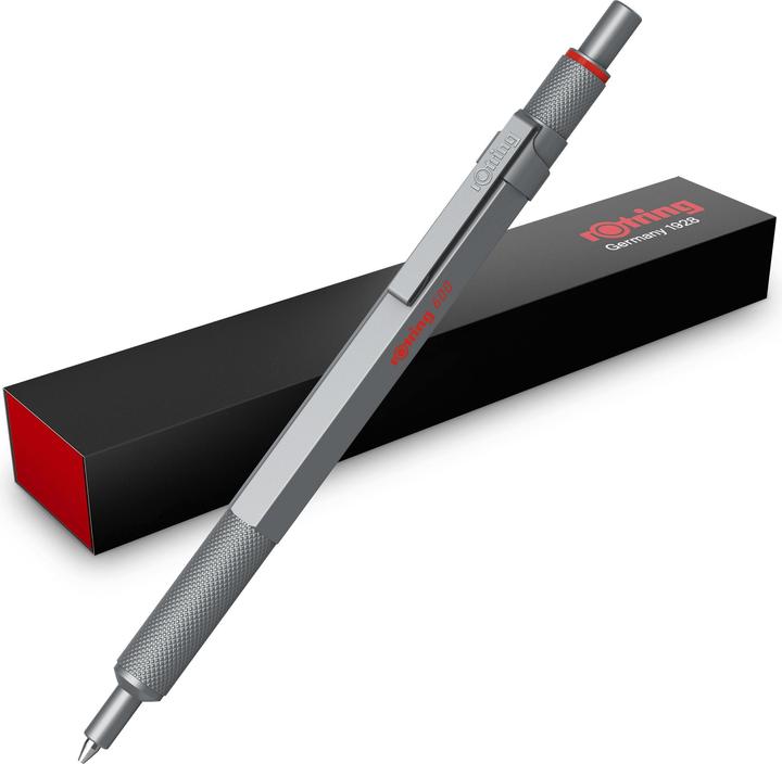 Produktbild Rotring 600 Gel Pen | 0.55 mm | Black Ink | Silver Metal Body Pen | Non-Slip Knurled Grip & Hexagonal Ba... (Silber, 1 x)