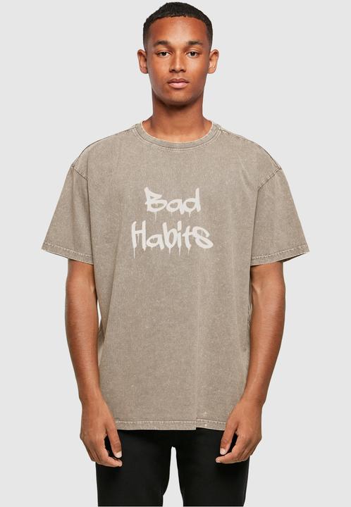 Immagine prodotto Merchcode Bad Habits - Maglietta oversize pesante lavata con acido - 112633 (M)
