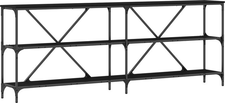 Produktbild VidaXL Konsolentisch Schwarz Eiche 200x30x75 cm aus Spanplatte und Stahl (200 x 30 x 75 cm)