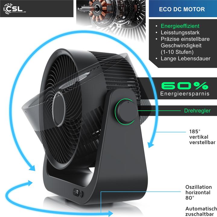 Produktbild CSL Akku Tischventilator, USB Mini Desk Fan, Schreibtischventilator, sehr leise, Fernbedienung, Timer (51 dB)