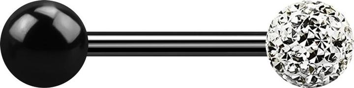 Star Piercing Barbell schwarz mit Kugel und Kristallkugel silber Epoxy Schutzschicht (ohne Messing, Titan G23)