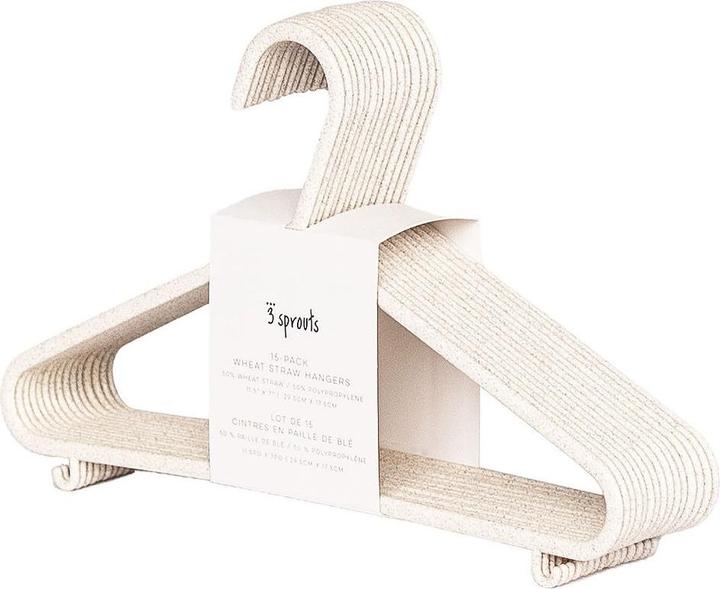 3 Sprouts Wheat Straw Coat Hanger cream (15 x)