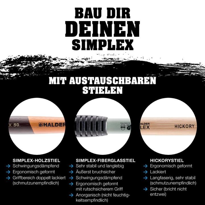 Produktbild Halder Schonhammer SIMPLEX Länge 490 mm Kopf-Ø 80 mm Fiberglas mit Gummigriff (3420 g)