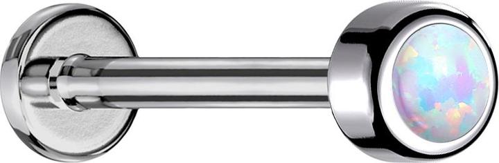 Immagine prodotto Star Piercing Micro Labret con filettatura interna, cilindro in argento e bianco opalino (senza ottone, Titanio G23)