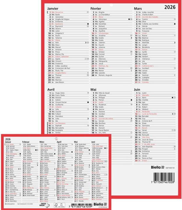 Image du produit Biella Calendrier tableau (A5, Non contraignant, Allemand)