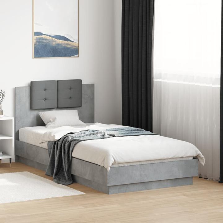 Produktbild VidaXL Bettgestell mit Kopfteil Betongrau (75 x 190 cm)