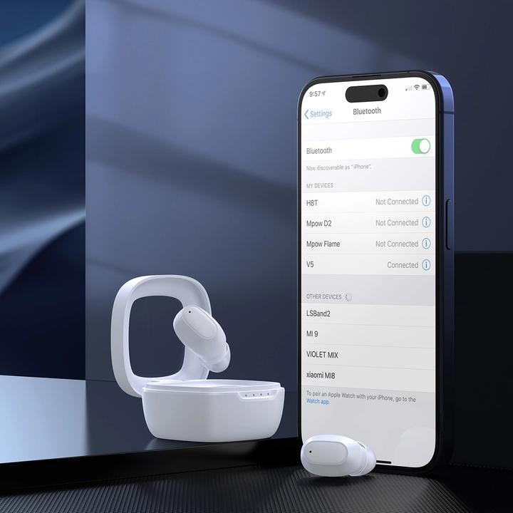 Immagine prodotto Choetech Cuffie MEMS wireless TWS Bluetooth 5.3 - bianco (8 h, Senza fili)