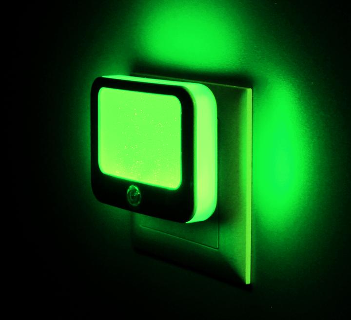 Image du produit Steffen Veilleuse LED verte, boîtier blanc, capteur crépusculaire