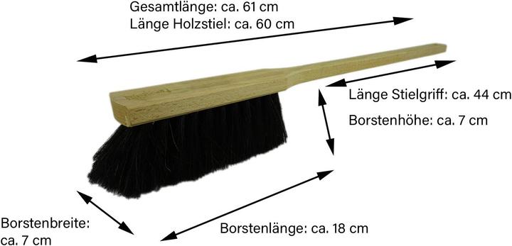 Produktbild Novaliv Kehrgarnitur mit Handfeger Langer Stiel I 60 cm I Rosshaar I Kehrschaufel Set Kehrset Handkehrset (1 Stk.)