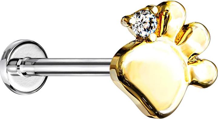 Immagine prodotto Star Piercing Labret micro senza fili zampa d'argento cristallo placcato oro argento (Acciaio chirurgico 316L, Ottone)
