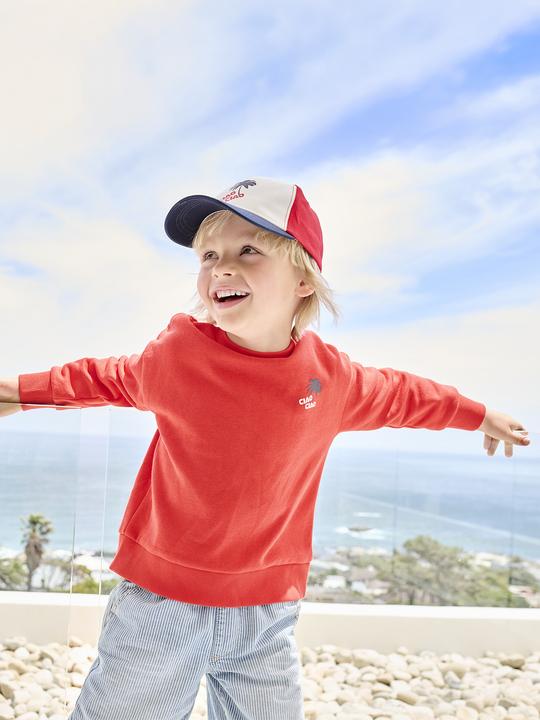 Image du produit Vertbaudet Jungen Sweatshirt mit Urlaubsmotiv hinten, Recycling-Polyester (158)