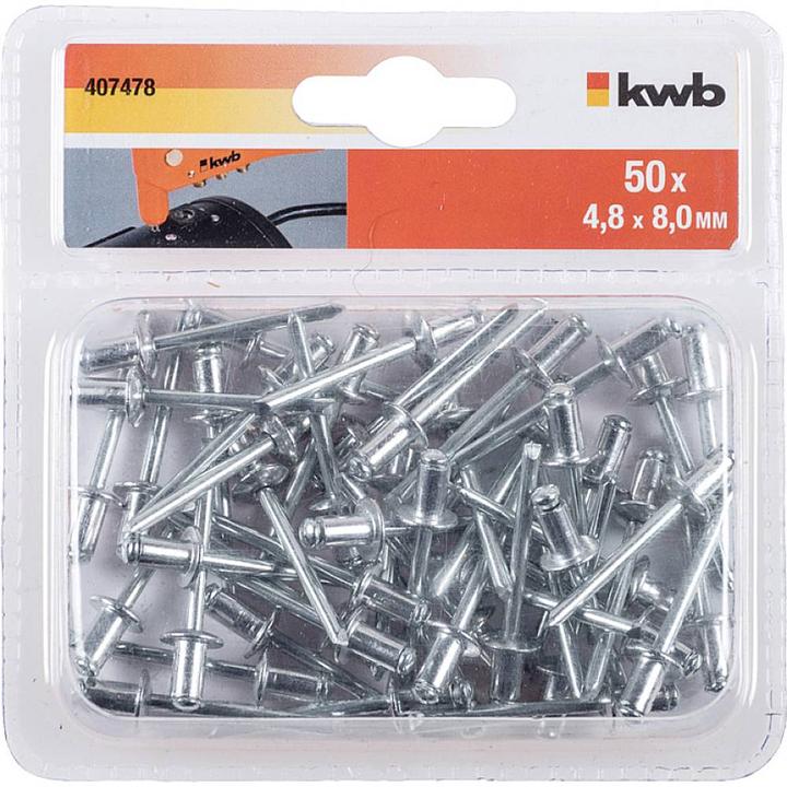 Actual product image kwb 407478 Blind rivet (Ø x L) 4.8 mm x 8 mm Aluminium Aluminium Aluminium Aluminium 50 S