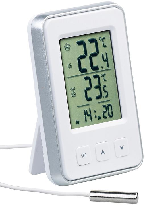 Produktbild Pearl Digitales Innen- und Aussen-Thermometer mit Uhrzeit und LCD-Display