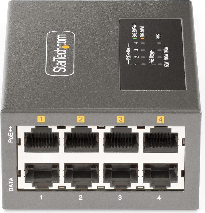 Immagine prodotto StarTech COM Iniettore PoE++ multi-Gigabit a 4 porte 5/2.5G Ethernet NBASE-T PoE/PoE+/PoE++ 802.3af/802. (802.3bt (PoE+++), 160 W)