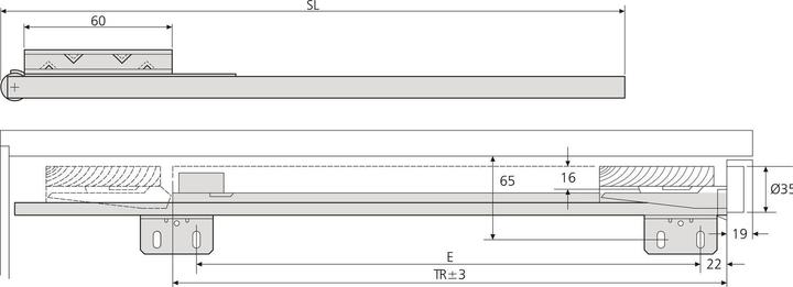 Actual product image Accuride 1319 Fitting set, length 350 mm, light chromatised steel