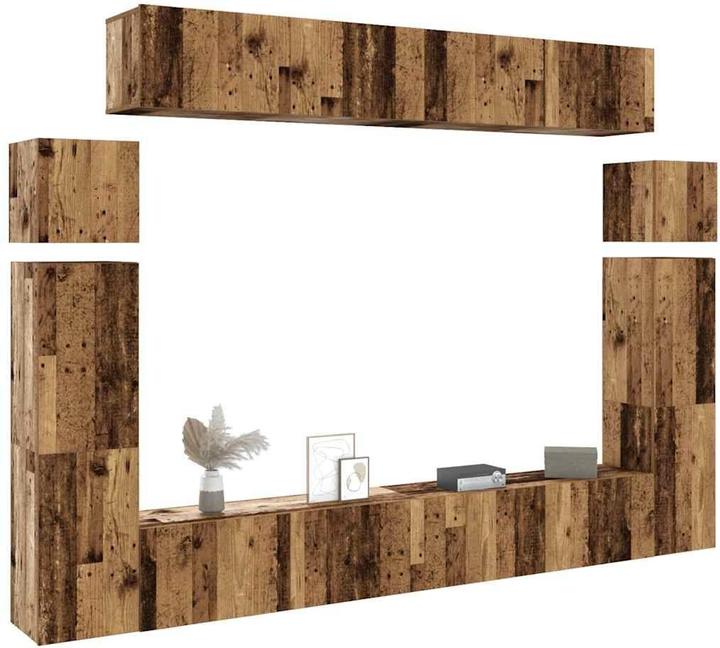 Image du produit VidaXL 8-tlg. TV-Schrank-Set Wandmontage Altholz-Optik Holzwerkstoff