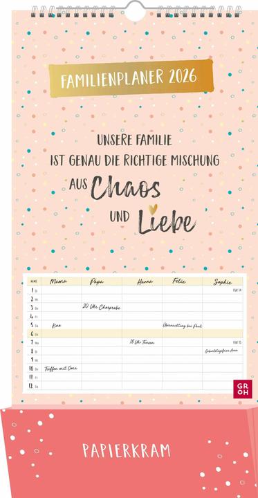 Familienplaner 2026: Unsere Familie ist genau die richtige Mischung aus Chaos und Liebe (Harter Einband, Deutsch)