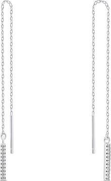 Brilio Silver - Long chain earrings with zircons EA1007W