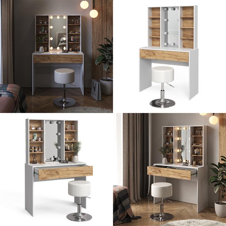 Produktbild Vicco Alexa mit Hocker und Beleuchtung (93 x 40 x 147 cm)