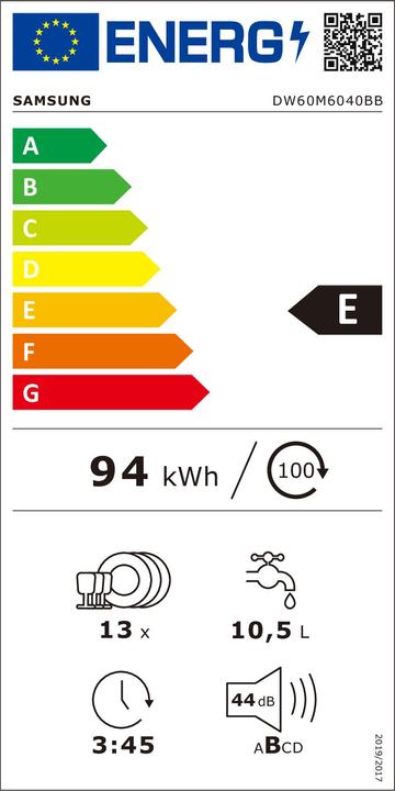 Etichetta energetica Samsung DW60M606040BBB