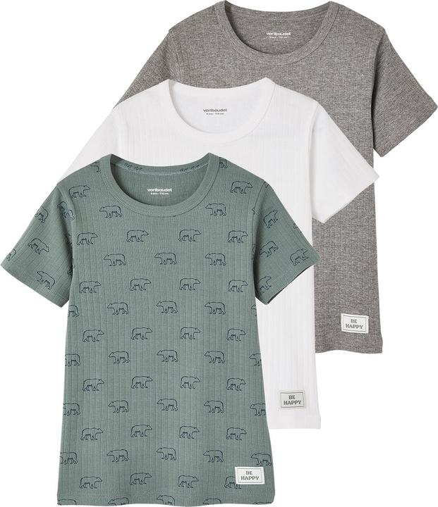 Vertbaudet 3er-Pack Jungen T-Shirts aus Ripp, Bären