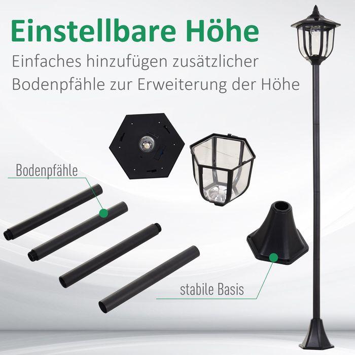 Produktbild Swisshandel24 Solar Gartenleuchte Gartenlampen Gartenlaterne Laterne 30/60 Lumen, Kunststoff, Schwarz Ø26,5 x 177 (60 lm, IP44)