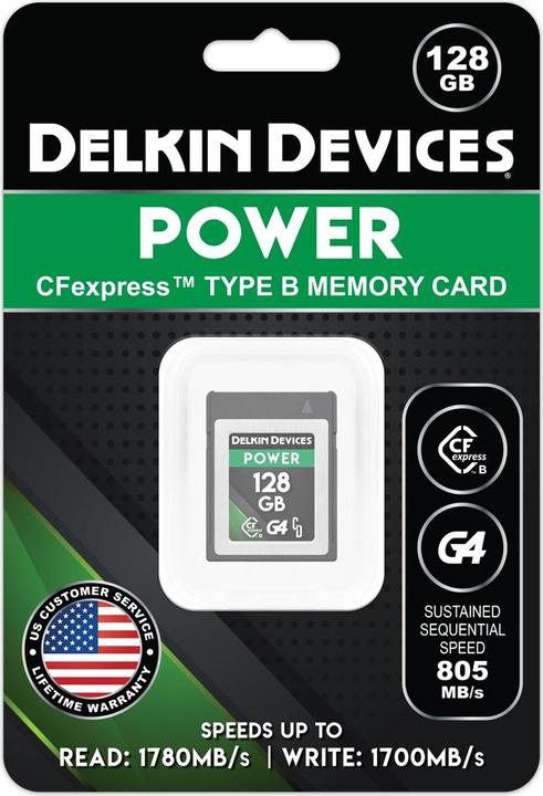 Actual product image Delkin POWER Cfexpress Type B G4 128GB R:1780MB/s W:805MB/s (128 GB, CFexpress type B)