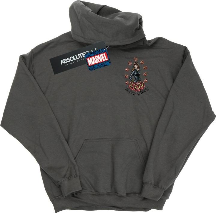 Actual product image Girls Black Widow Tattoo Breast Print Hoodie (140, 146)