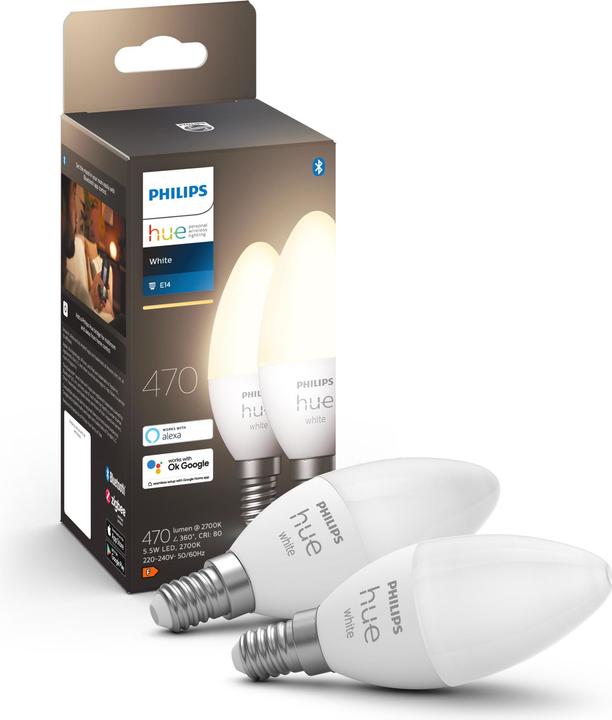 Image du produit Philips Hue White BT (E14, 5.50 W, 470 lm, 2 x, F)