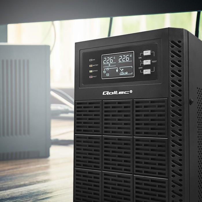Produktbild Qoltec ZASILACZ AWARYJNY UPS 3KVA | 3000W | POWER FACTOR 1.0 | LCD | EPO | USB | ON-LINE (3 VA, 3000 W, Online-Doppelwandler USV)