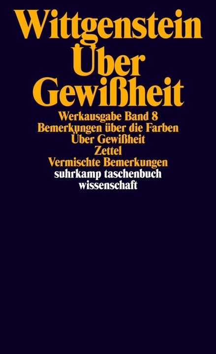 Produktbild Werkausgabe in 8 Bänden 08. Über Gewissheit (Deutsch, Ludwig Wittgenstein, 1984)