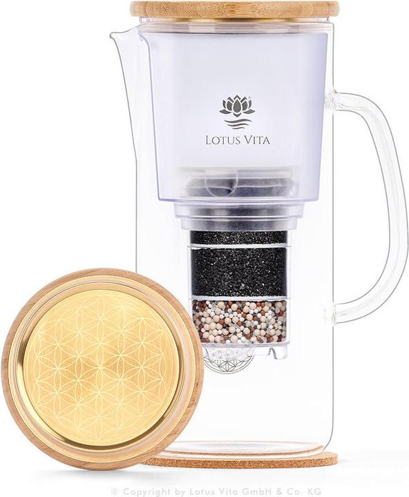 Lotus Vita Verseuse à filtre en verre Enya Natura Plus 24K Gold Edition