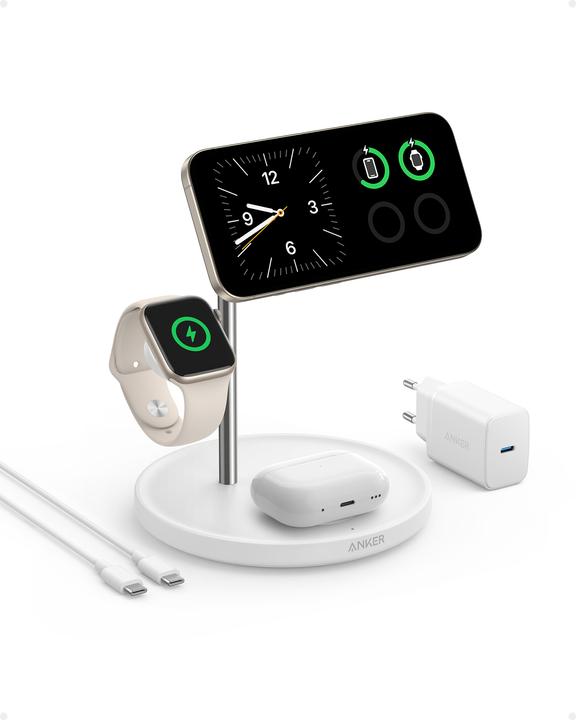 Produktbild Anker Stacja magnetyczna MagGo 15W 3-in-1 Biała (15 W)
