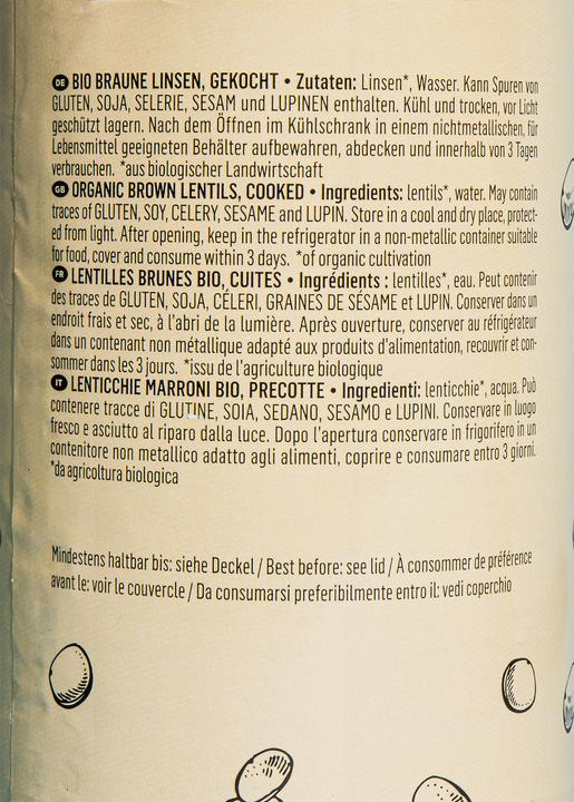 Produktbild KoRo Bio braune Linsen, gekocht (2880 g)