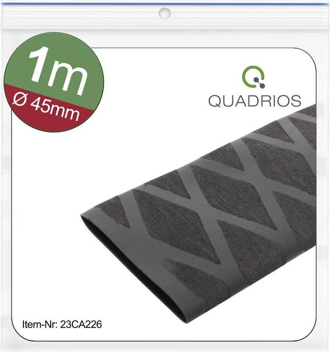Actual product image Quadrios 23CA226 Heat shrink tubing without adhesive Black 45 mm 23 mm Shrink rate:2 (1 x)