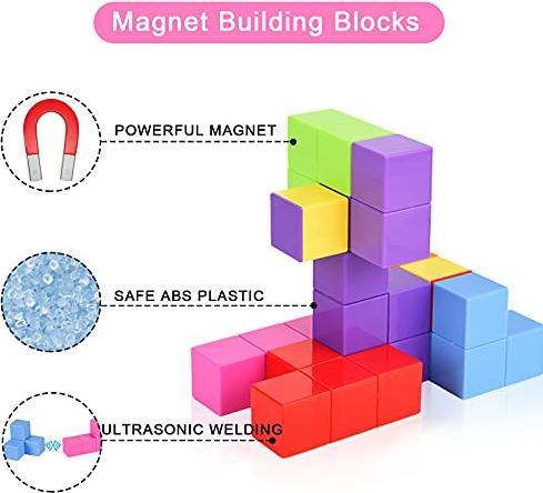 Produktbild Activity Board Magnetische Bausteine Würfel, Bausteine Spielwaren für Kinder mit 54 Smarte Cards