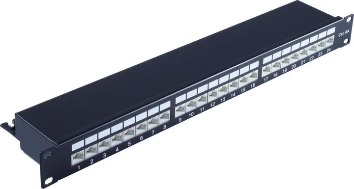 Image du produit Shiverpeaks Panneau de brassage CAT 6A 24 ports RJ45, 1 UH, noir Panneau de brassage entièrement blindé 48,30cm