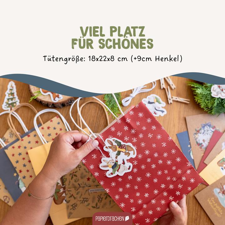 Image du produit Papierdrachen Set de cornets à anses dorés Animaux d'hiver (Pochette cadeau, 6 x)